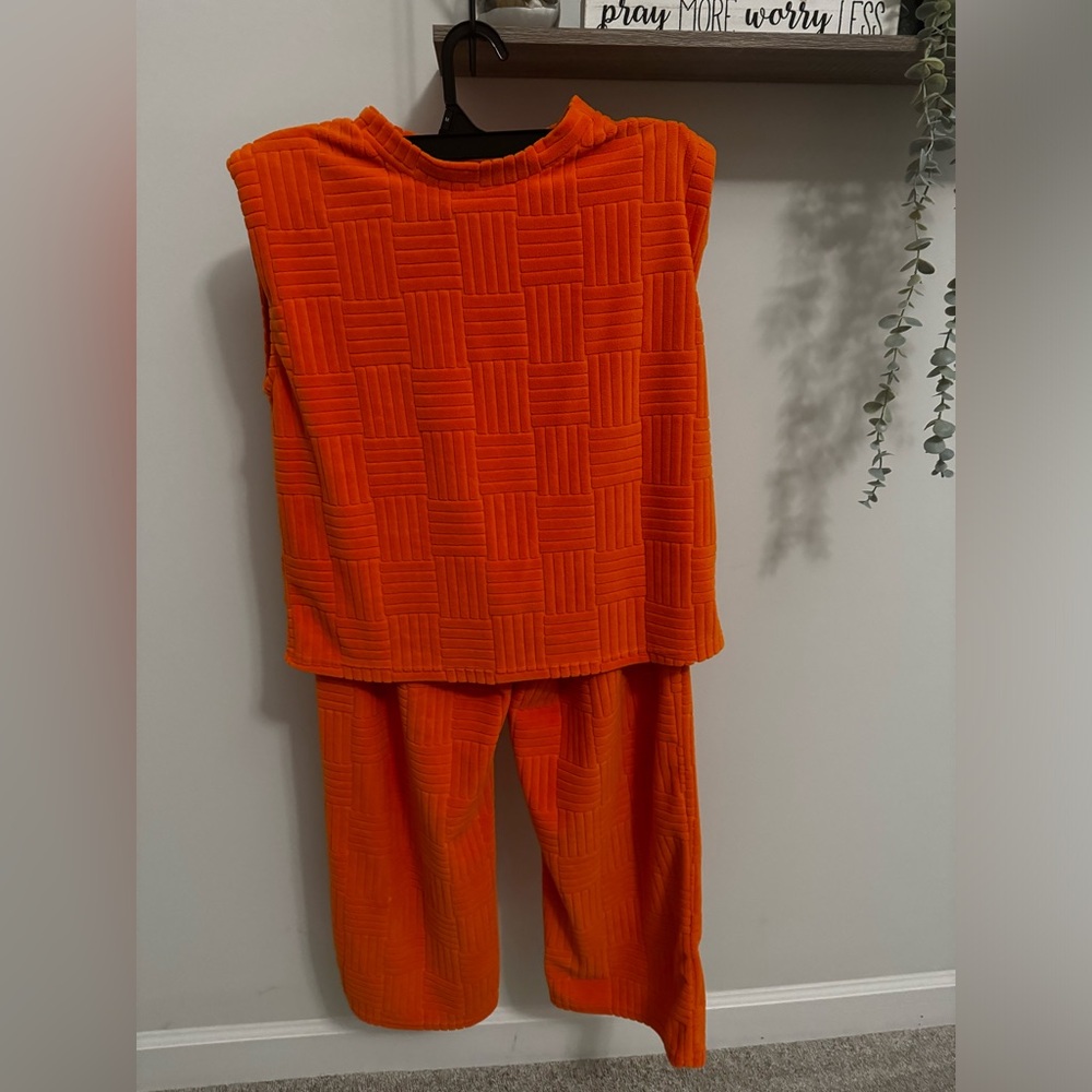 Textured Orange Jump Suit